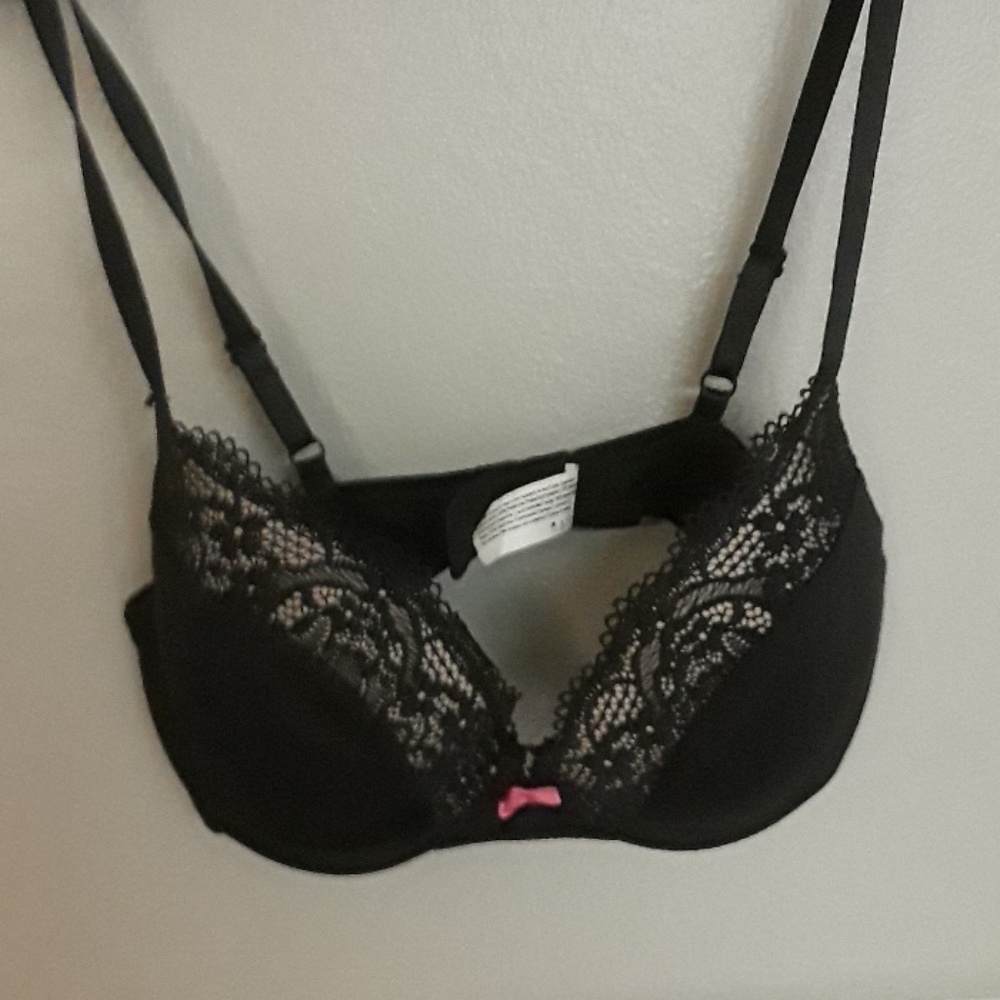 Black bra with sheer top and pink box never worn